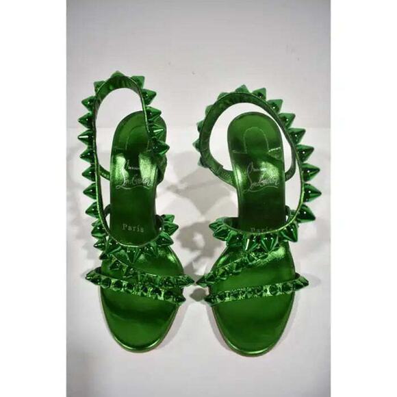 Christian Louboutin Spikita Strap 100 Spinach Green Strap Sandal Heel Pump 35.5 - Picture 7 of 12